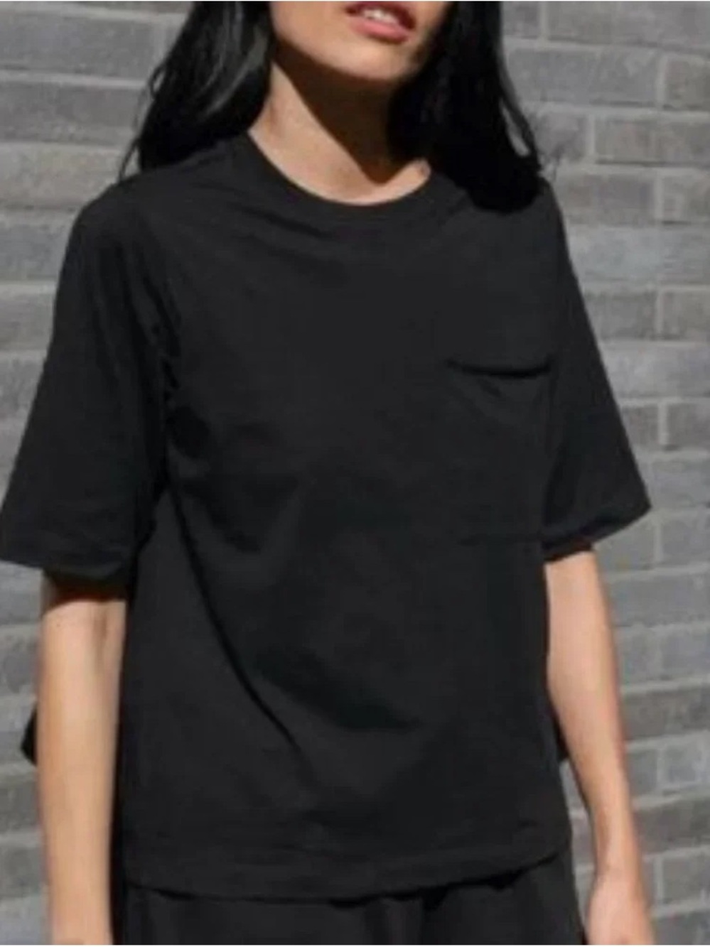Lunya Pima Cotton Women's  Black Pocket T-Shirt Size M